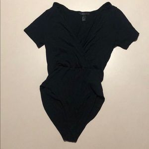 Black v cut body suit